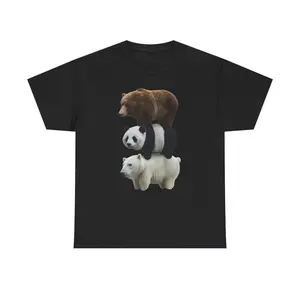 Funny Bear Stack Graphic T-Shirt for Men Women Cute Animal Tee Casual Oversized Streetwear Gift Shirt