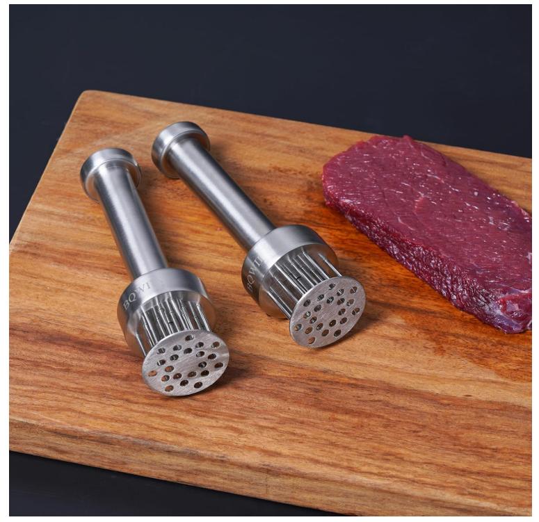 Stainless Steel Meat Tenderizer Tool with 21 Sharp Needles - A Meat Tenderizer Mallet for Chicken and Beef, Durable Meat Mallet Hammer, Easy-Grip Meat Hammer Tenderizer