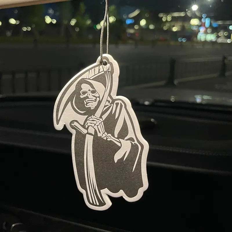 Halloween Scary Skull Car Air Freshener, Long-Lasting Scented Paper Pendant, Aromatherapy Fragrance for Rearview Mirror & Vent, Car Diffuser