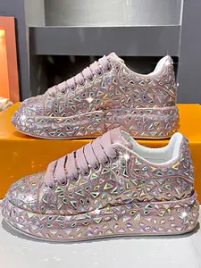 Colorful Rhinestone Decor Casual Sneakers, Thick Sole Platform Design, Fashionable Height Increase, Street Style Shoes, Walking Shoes