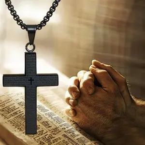 Stainless Steel Cross Pendant Necklace for Men & Women Unisex Design Lightweight Versatile Style Silver Black Gold 60cm Circumference 31g Weight Great Gift Choice