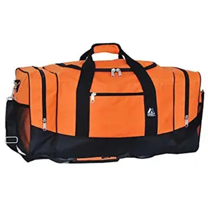 212 MAIN Everest Large Crossover Duffel Bag - Orange & Black, Spacious Outdoor Sports Bag with Sporty Pocket Design, Large-Capacity Luggage