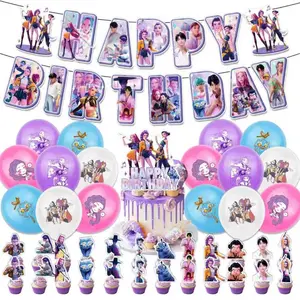 The Top Choice for Girls' Birthdays! Animated Theme Party Supplies Set: Balloons + Banners + Cake Toppers