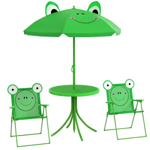 [SOIYELIFE] Green Kids Folding Table & Chair Set, Perfect for Garden & Backyard Fun