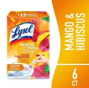 Lysol Brand New Day Automatic Toilet Bowl Click Gel Cleaner | Mango & Hibiscus | 6 Count Lysol Brand New Day Automatic Toilet Bowl Click Gel Cleaner | Mango & Hibiscus | 6 Count