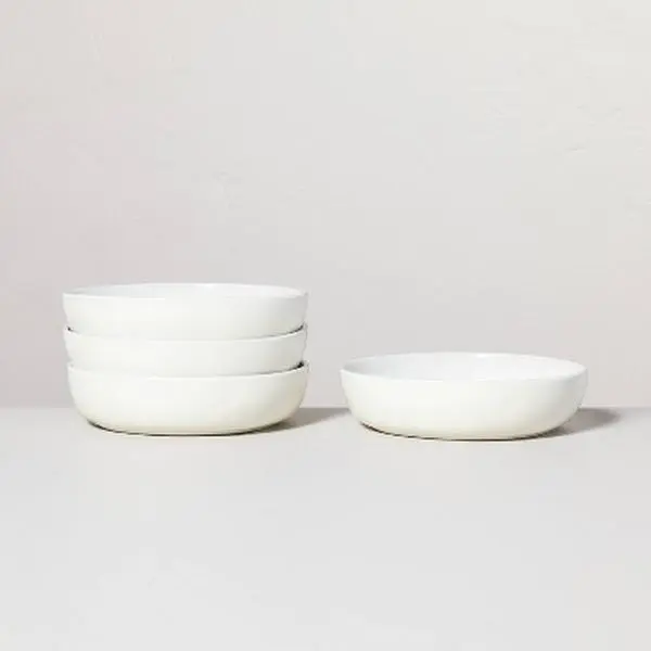 4pk 34oz Matte Stoneware Pasta/Grain Bowl Set Cream - Hearth & Hand with