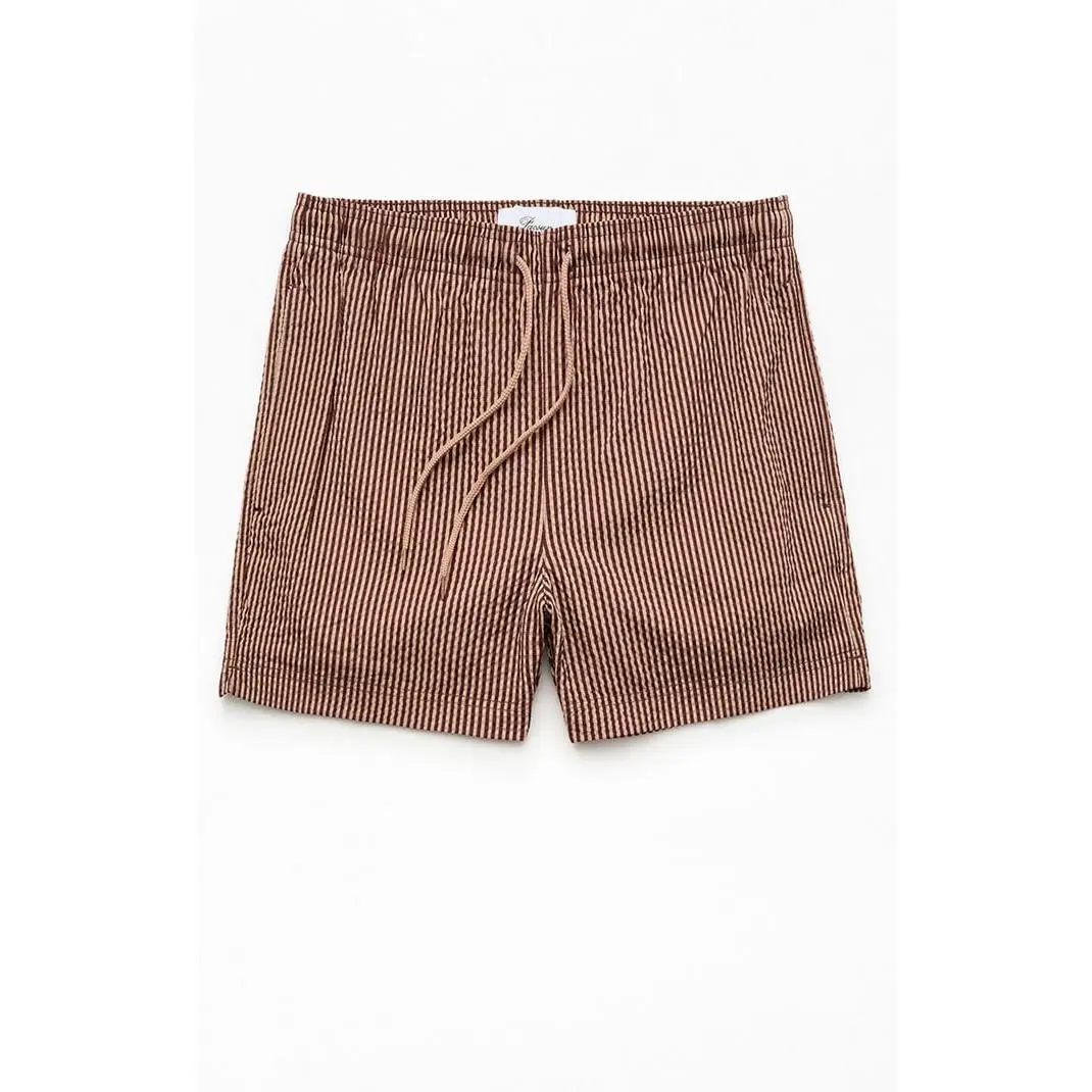 Pacsun Men's Brown Tonal Seersucker 4.5" Swim Trunks