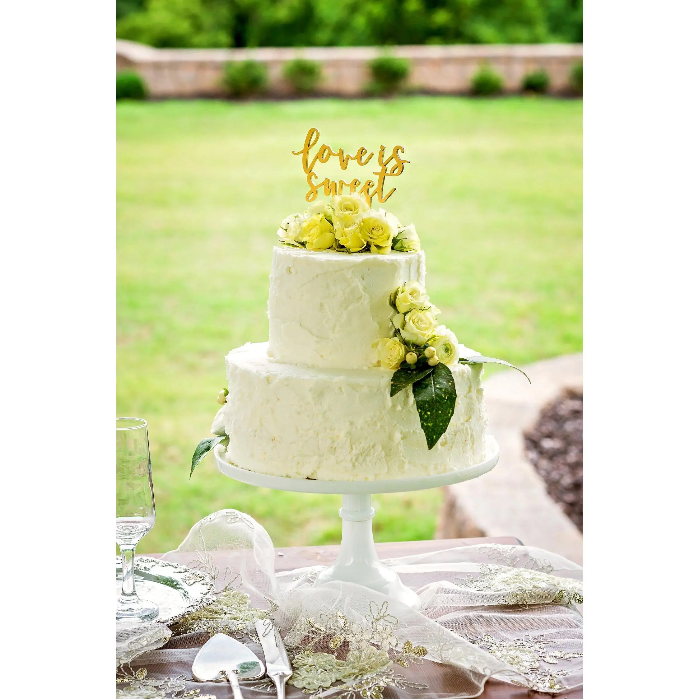 "Love is Sweet" Rustic Wedding Cake Topper