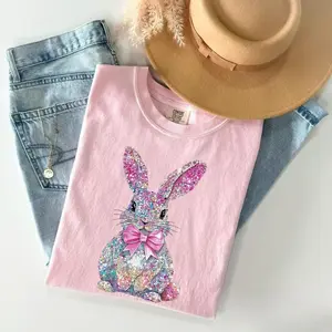 Comfort Colors Sparkly Dazzle Bunny Coquette T-shirt, Easter Bunny Tshirt, Spring Girly, Summer Tee, Farm T-shirt - ShamCren
