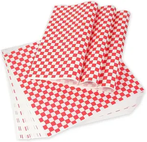 100pcs Deli Paper Sheets 12x12", Premium Food Basket Liners, Grease Resistant Wax Paper Sheets for Food, Classic Checkered Sandwich Wrapping Paper for Party, Festival and Outdoors