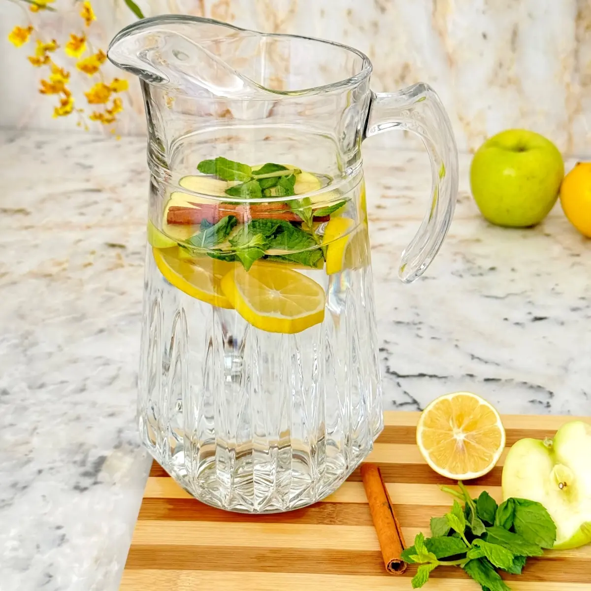 212 MAIN Decorative Thick Diamond-Cut Heat-Resistant Eclipse Pitcher (R1308-0 by Ramart Studio), 75 oz Kitchen Drinkware, Crystal Glassware