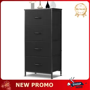 Dresser for Bedroom 4 Storage drawer, Fabric Closet Chests Organizer Tower with Wooden Top Metal Frame for Living Room Hallway Entryway