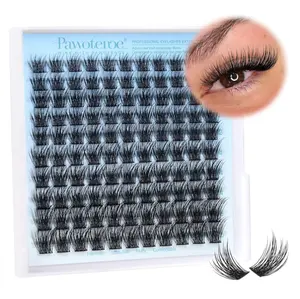 Pawotence Lash Clusters Wispy Eyelash Clusters 10-16mm Full Individual Lashes Extension DIY 0.03D Cluster Eyelash Extensions 110pcs C Curled False Eyelashes Cluster Lashes with Soft Thin Band