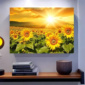 [Interesting Creative Wall Decoration] 1pc Canvas Painting, Sunflower Group, Interesting Creative Wall Decoration, Home Bedroom Kitchen Living Room Bathroom, Hotel Cafe Office Bathroom Room Artwork Canvas Wall Art Poster, Unframed, 12x16 Inches