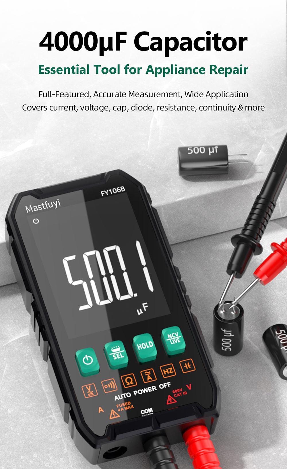 FY106 Smart Multimeter Mini Digital Multimeter 3999Counts Auto-Ranging CAT III 600V Professional Voltage Multimeter Multimeter Test Leads Multimeter Tester FY106 Smart Multimeter Mini Digital Multimeter 3999Counts Auto-Ranging CAT III 600V Professional Voltage Multimeter Multimeter Test Leads Multimeter Tester