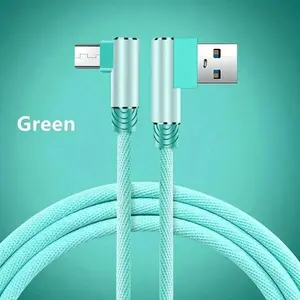 Braided Charging Cable, Durable, Multifunctional USB Fast Charging 90 Degree Right Angle Compatible with IPhone 16/16pro/16pro max/16plus/15/15pro/15plus/15promax, Samsung Android Mobile Phone, Type C Micro USB Cable, Mobile Game 90 Degree Right Angle