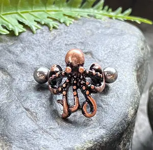 Bronze Plated Octopus Ear Cartilage Ring Helix Cuff Piercing Body Jewelry