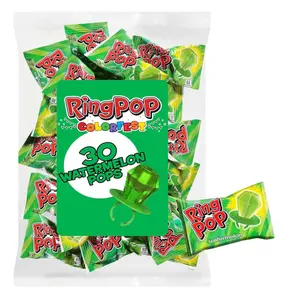 Ring Pop Individually Wrapped Green Watermelon 30 Count Bulk Lollipop Pack – Watermelon Flavored Lollipop Suckers - Fun Candy Bulk For Party Favors, Color-themed parties, & Bachelorette Parties