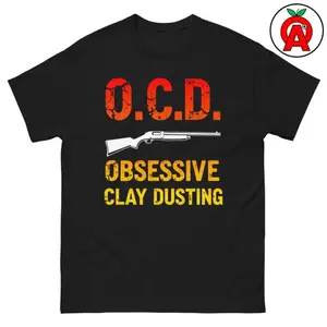 Women's clay shooting and shotgun sports Graphic T-Shirt - Short Sleeve Crew Neck Regular Fit Casual Wear | Soft & Breathable Fabric, Durable Print, Everyday Comfort, Machine Washable, humorous and casual a playful take on obsessive-compulsive disorder