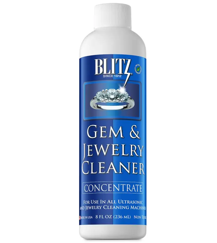 Blitz Gem & Jewelry Cleaner Liquid Concentrate for Gold, Silver, & Platinum Jewelry Cleans Non-Porous, Precious & Semi-Precious Stones. Non-Toxic, Non-Abrasive, & Planet Friendly Made in USA 8oz