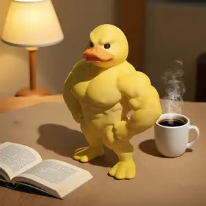 Jacked Duck 3D Printed Figurine, Hilariously Buff & Detailed Desk Buddy, Perfect for Gym Lovers & Fun Home Decor, Decorative Figurines