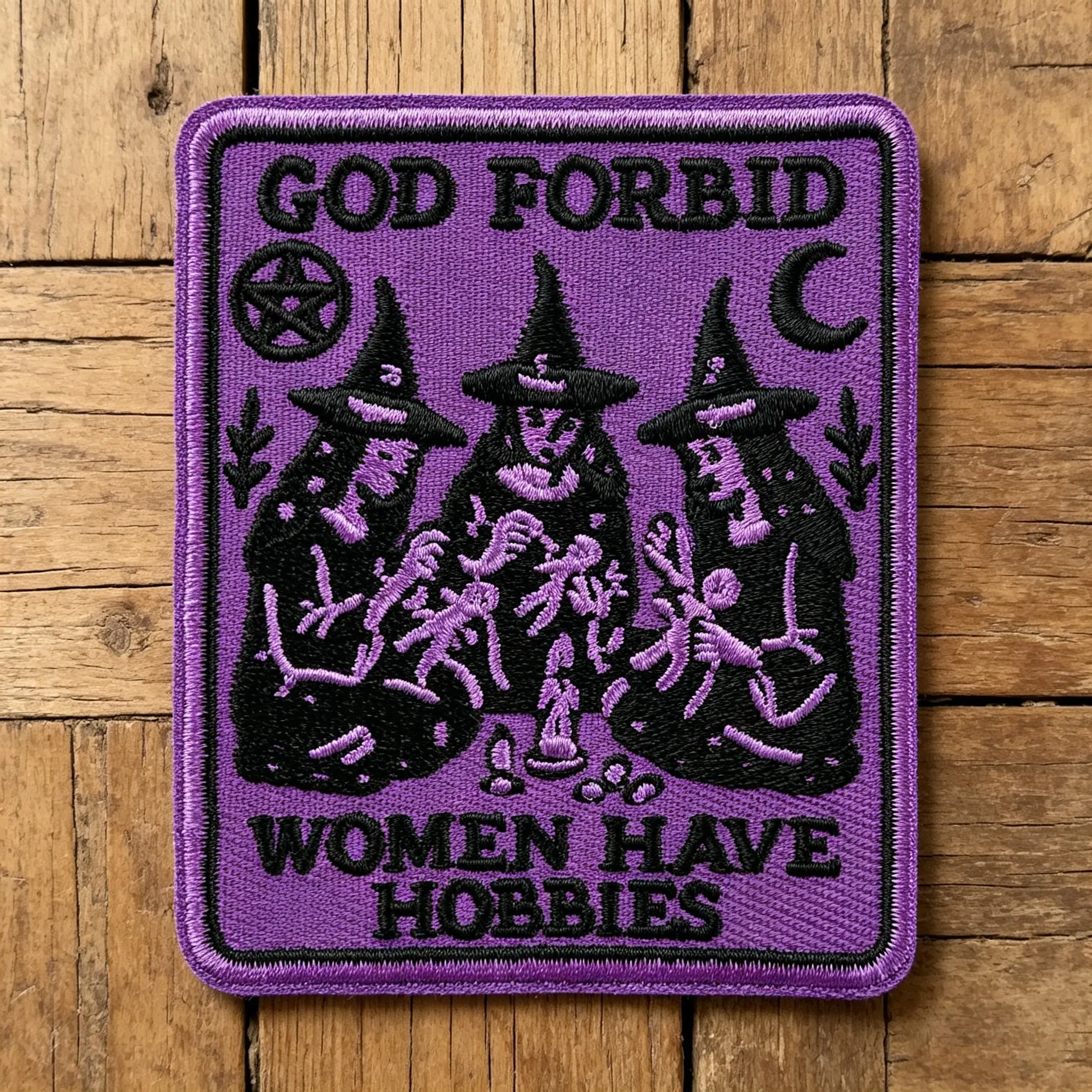 God Forbid Women Have Hobbies Embroidery Patch, Back Adhesive Iron-On, Suitable for Clothes Jackets Hats Accessories, Inspirational Design, Goth Embroidered, Embroidered Patches