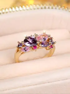 Luxury Glamorous Geometric Multicolor Synthetic Zirconia Women's Ring, Unique Rings, Fashion Jewelry for Party, Daily Clothing Decor, Trendy All-match & Exquisite Jewelry for Birthday Gift, Promise Rings