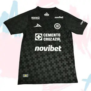 25 26 Mexico Ligamx League Cruz Azul Third Away Kit Black Short Sleeve Soccer Jersey Fans Version