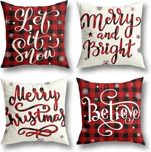 Christmas Decorations Christmas Pillow Covers 20X20 Inches Set of 4 Farmhouse B Axiay