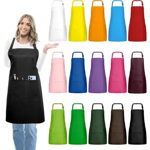15 Pcs Adult Bulk with Pockets Bib Chef Apron for Men Painting Cooking Crafting (S/L)