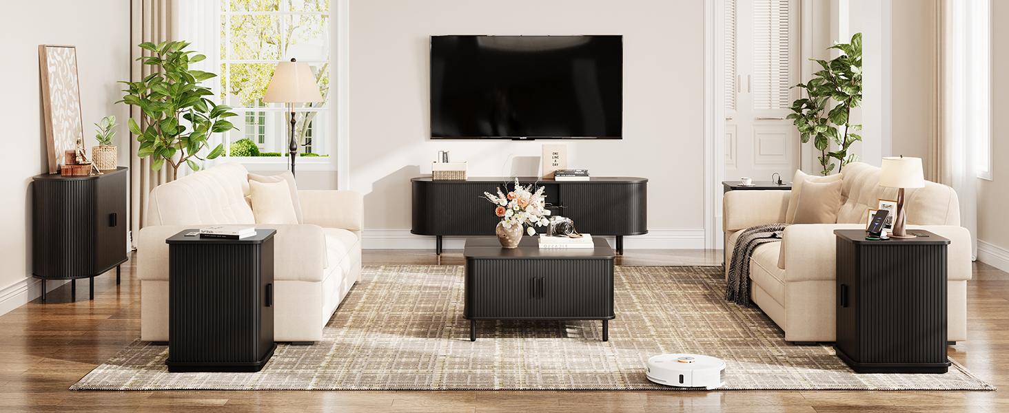 【Sliding Door Design】ONBRILL Square End Table with Storage & Charging Station, Fluted Accent Side Table with Sliding Door & Sturdy Pedestal, Mid-Century Modern Nightstand for Small Space, Living Room Furniture,dorm essentials,home decor 【Sliding Door Design】ONBRILL Square End Table with Storage & Charging Station, Fluted Accent Side Table with Sliding Door & Sturdy Pedestal, Mid-Century Modern Nightstand for Small Space, Living Room Furniture,dorm essentials,home decor