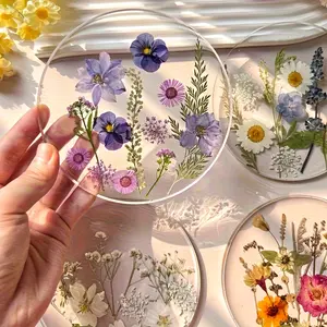 8Pcs Floral Printed Acrylic Coasters, Elegant Flower Pattern Desk Decorations in Pink Yellow White Green Brown, Heat Resistant Durable Cup Mats, Ideal Gifts for Wedding Birthday Mother's Day, Perfect for Home & Party Table Protection