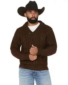 Cotton Men's And Rye Boot Barn Solid Cable Knit Sweater - Crm101-Dkbn