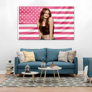 Sadie Sink V2 American Flag Tapestry – Actress Wall Art & Modern Room Decor | Hot Girl Flaghot actor wall art tv show tapestry