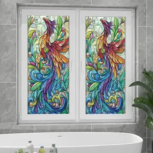 Colorful Bird Pattern Glass Sticker, Static Cling Frosted Glass Sticker, Privacy Decor for Home & Office, Ideal for Living Room Bathroom Kitchen Windows, Ornaments