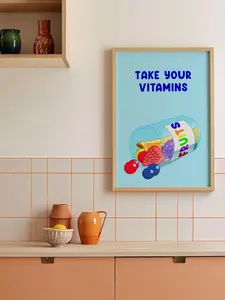 Take Your Vitamins Print, Fruits Poster Print, Fruits Vegetables Poster, Fruits Wall Art Print, Fruits Art Print, Fruits Poster Print Artistic Decor