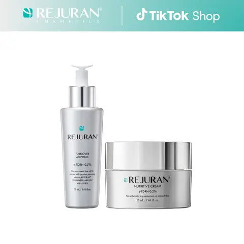 REJURAN Turnover Ampoule 1.01 fl oz & Nutritive Cream 1.69 fl oz - c-PDRN - Anti-Aging Face Serum for Firmness, Radiance, Youthful Skin Korean Skin Care