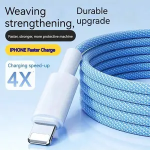 3a Macaron Color Braided Apple Data Charging Cable, USB Charger Line for iPhone 11 12 13 14 6 6s 7 8 Plus X XR Pro Max, PC Earphone Charge Line