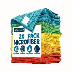 5Pcs Microfiber Cleaning Cloth Set - Woven Polyester Streak-Free Shine, Super Absorbent Towels for Outdoor/Bathroom/Kitchen/Patio Multi-Surfaces Car Wash Microfiber Towel