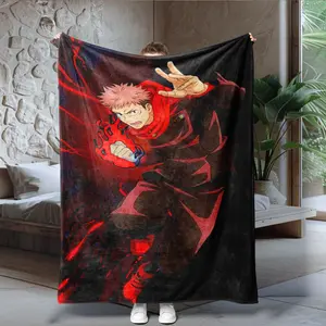 Jujutsu Kaisen Tiger Staff Yuji Battle Exclusive Blanket, Soft Flannel, Multi-Use Dorm Bedroom Cover, Anime Fan High-End Collection, Figure Print Blanket, Cartoon Print Blanket, Soft Cozy Blanket