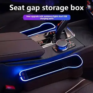 Car Seat Gap Storage Box - Car Interior Organizer with LED Atmosphere Light, Automotive Stowing & Tidying Accessory