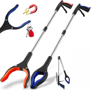 2-Pack Grabber Reacher Tool 34" Foldable with 360° Anti-Slip Rotating Jaw & Magnets 4" Wide Claw for Seniors Trash Picker Tool