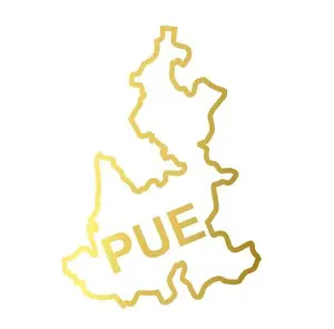 Mexican State Map Outline Puebla Vinyl Decal Sticker UV & Waterproof Bumper Window Laptop Automotive Water Bottle Gift accessories – GOLD 6"