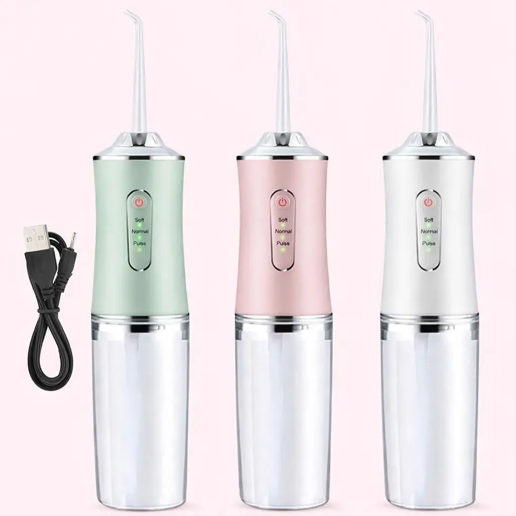 Cordless Water Flosser for Teeth & Braces - Portable Oral Irrigator with 4 Jet Tips, 3 Cleaning Modes & 220ml Tank, USB Rechargeable Dental Water Jet for Travel Traditional Adjustable