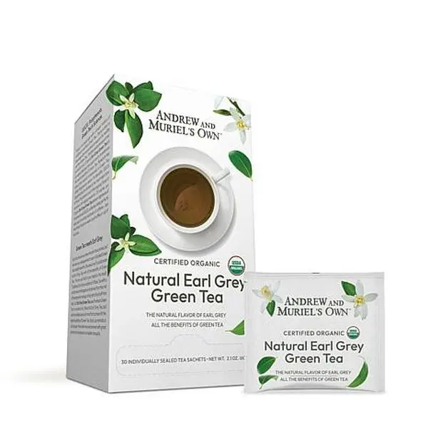 Andrew Lessman Certified Organic Natural Earl Grey Green Tea - 90 Sachets
