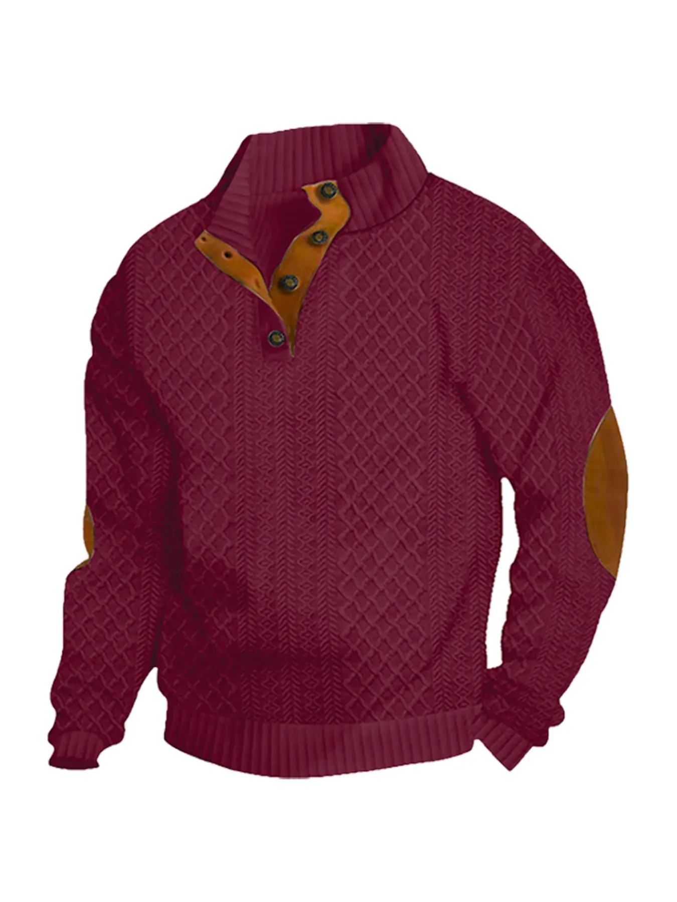 Men's Casual Colorblock Stand Collar Knitted Sweatshirt, Long Sleeve Fall & Winter Top, Fashionable Comfort Fit for Daily Wear