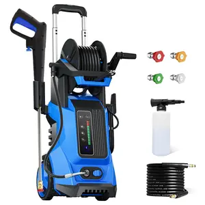 4500 PSI 2.2 GPM Electric Portable Pressure Washer with Adj-15-Level Touch Screen, Complete Nozzle Kit, Foam Cannon and Integrated Storage Design for car wash, home, driveway, patio, fence, siding, deck, garage Cleaning