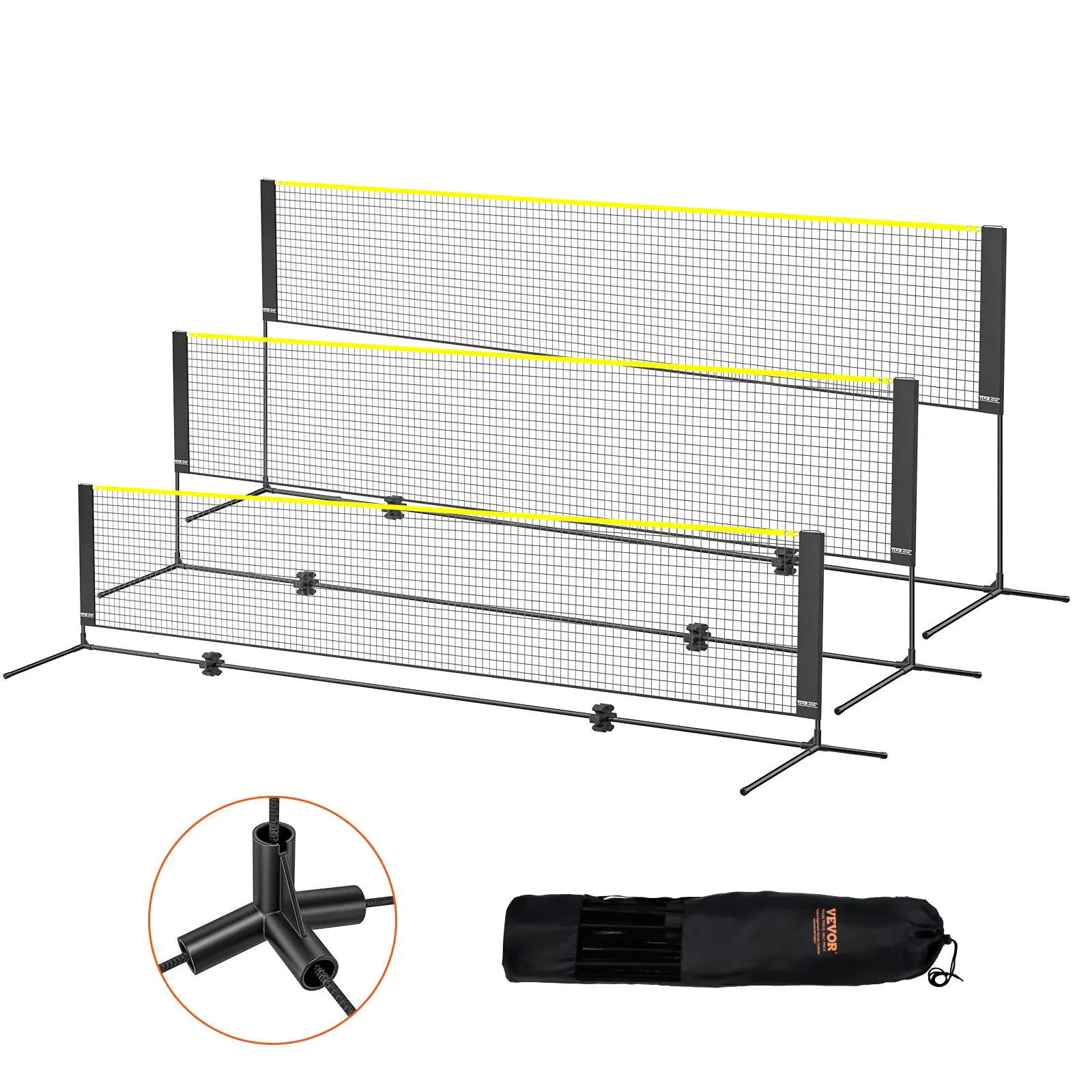【summerfinds】VEVOR Badminton Net, Height Adjustable Volleyball Net, 14ft Wide Foldable Pickleball Net, Portable Easy Setup Tennis Net Set with Poles, Stand and Carry Bag, for Kids Backyard Game Indoor Outdoor Use