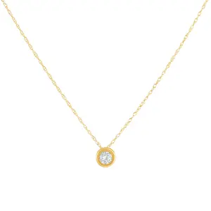 1/4Ct Diamond Bezel Pendant Solitaire Necklace 14k Yellow Gold Lab Grown