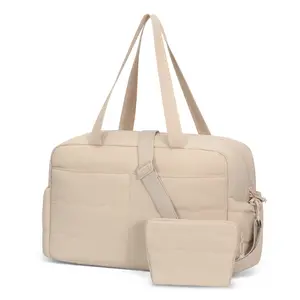 HYNES EAGLE Women's Structured Quilted Lightweight 31L Weekender Travel Bag - Durable Nylon Organizer Duffel, Carry-On Gym Tote with Toiletry Pouch, Wet Pocket